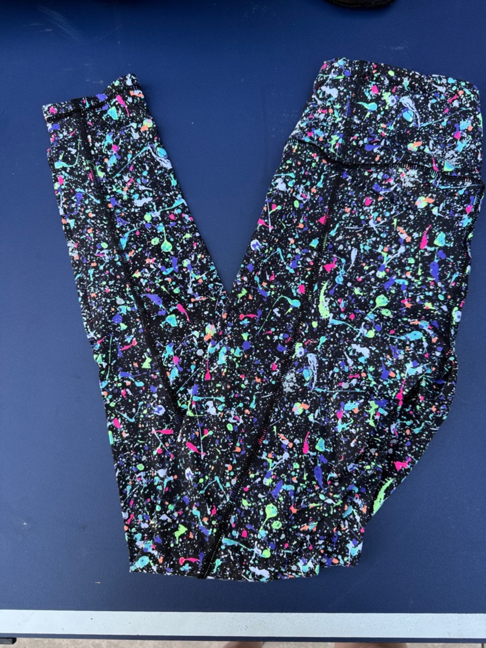 Victoria's Secret Black Leggings with Neon Splatter Print